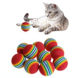 10 balles en mousse arc-en-ciel colorées pour animaux de compagnie jouet amusant interactif pour