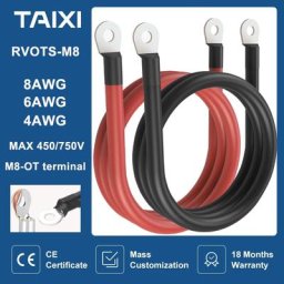Câble de connexion d'onduleur de batterie fil flexible à noyau de cuivre multi-brins avec borne M8