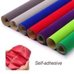 Tissu auto-adhésif flocage avec surface en velours pelucheux pour boîte à bijoux emballage
