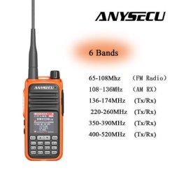 Bande aérienne pleine bande 108-520MHz EAU police marine Walperforated ANYSECU UV-A37 radio