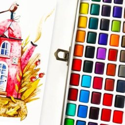 Ensemble de pigments de peinture aquarelle 50 couleurs unies Portable pour débutant dessin