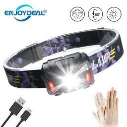 Mini lampe frontale led avec capteur de mouvements corporels alimentée par USB Rechargeable idéal