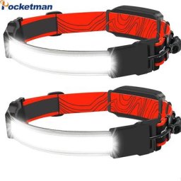 Lampe frontale étanche à LED COB alimentée par batterie intégrée Rechargeable longue portée