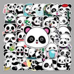 Lot de 10/50 autocollants en forme de Panda dessin animé mignon Graffiti étanche amusant jouet