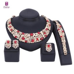 Ensemble de bijoux de mariées en cristal de bohême pour femmes or argent document biscuits
