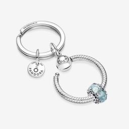 Porte-Clés à Charms Moments Murano Flocon de Neige Bleu Hiver