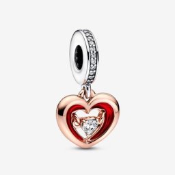 Charm Pendant Cœur Rayonnant Bicolore