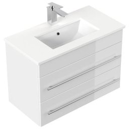 Meuble de salle de bain ETON 700 quartz blanc meuble bas blanc brillant