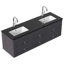Meuble de salle de bain Dover XL Cottage quartz noir meuble bas anthracite