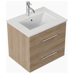 Meuble de salle de bain ELY 60 quartz blanc meuble en chêne clair