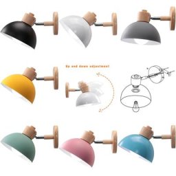 Applique murale en bois macaron abat-jour en forme de dôme avec tête de direction moderne lampe de