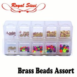 Royal Sissi-Lot de 210 perles rondes colorées en laiton 5 tailles pour la pêche à la truite