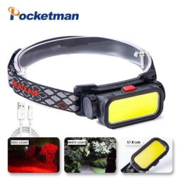 Pocketman-Lampe frontale de sauna COB aste par USB éclairage à haute luminosité étanche torche