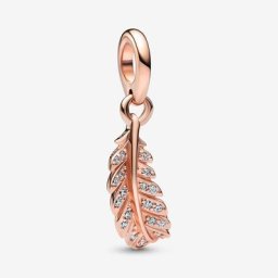 Charm Pendant Plume Courbe Flottante