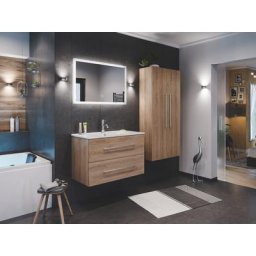 Ensemble de SDB Firenze 90 (4 Pièces/B) en décor chêne avec miroir LED