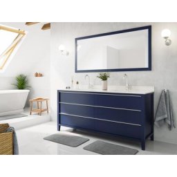 Ensemble meubles SDB cottage 2pcs ALFIOS 180 quartz Carrara monté laqué bleu
