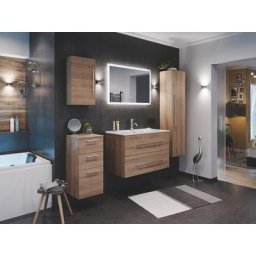 Ensemble de SDB Firenze 90 (5 Pièces/B) en décor chêne avec miroir LED