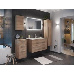 Ensemble de SDB Firenze 100 (5 Pièces/B) en décor chêne avec miroir LED