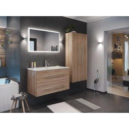 Ensemble de SDB Firenze 100 (4 Pièces/B) en décor chêne avec miroir LED