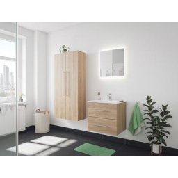 Ensemble de SDB Firenze 60 (4 Pièces/B) en décor chêne avec miroir LED