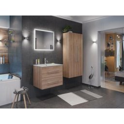 Ensemble de SDB Firenze 70 (4 Pièces/B en décor chêne avec miroir LED
