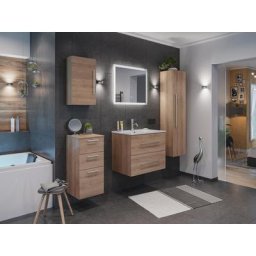Ensemble de SDB Firenze 70 (5 Pièces/B) en décor chêne avec miroir LED