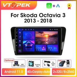 Vtopek-Autoradio Android 10.1 Navigation GPS Lecteur de Limitation 2Din Carplay 4G 11.0