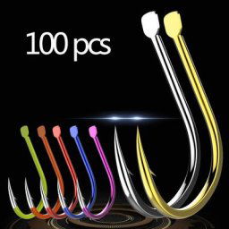Hameçons de pêche japonais à haute teneur en carbone lseni noir or barbelé 1 #-13 # 100 pièces
