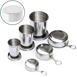 Gobelets pliants en acier inoxydable 75/150/250ml Camping en plein air voyage Portable