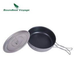 Boundless Voyage Poêle à frire antiarina pour camping plaque chauffante en titane avec couvercle et