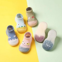 Chaussures coordonnantes en coton pour bébé premiers pas pour enfants semelle en caoutchouc