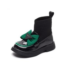 Bottes courtes à nœud pour enfants bottes plates non aldes mode sauvage chaussettes pour filles
