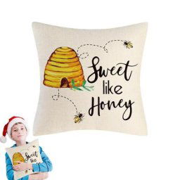 Housse de coussin en lin taie d'oreiller mignonne décoration pour la maison canapé Happy Day