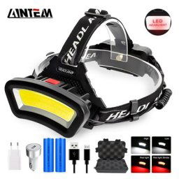 Lampe de sauna LED aste USB longue distance d'éclairage grand angle lampe frontale COB lanterne