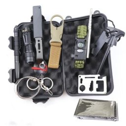 Kit de Survie pour Camping et Voyage Équipement Multifonction Boîte d'Urgence Premiers Secours