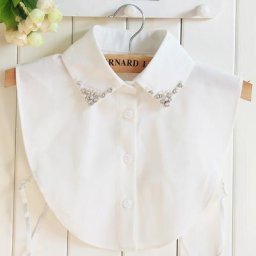 Faux Col blanc en mousseline de soie pour femmes avec perles et cristal débardeur détachable