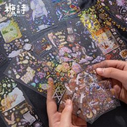 Pack d'autocollants transparents vintage scrapbooking résine kits d'artisanat licence journal