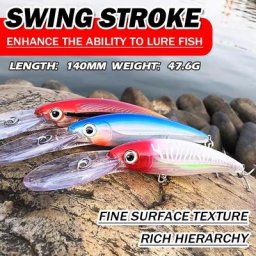 Leurre de pêche à la traîne Minnow 140mm 47.6g 1 pièce appât Élpour plongée profonde en eau de
