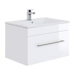 Meuble salle de bain SANTINI 75 blanc, façades blanches brillance
