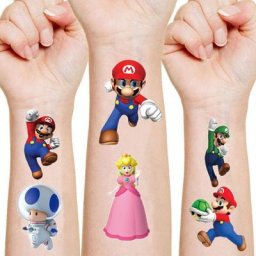 Autocollants de tatouage Super Mario Bros bande dessinée Luigi Yoshi Bowser autocollants de mode