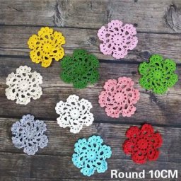 Napperon rond en coton flocon de neige coloré 10cm moderne fait à la main crochet polymères de