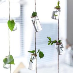 Vase en verre Style carillons éoliens 1 chaîne suspendue avec 8 Mini bouteilles décoration