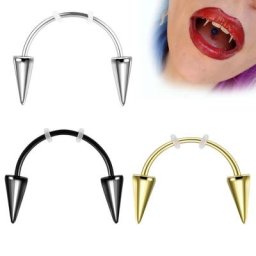 Dents de Vampire en acier inoxydable 1 pièce Piercing en acier inoxydable dents de tigre tige en