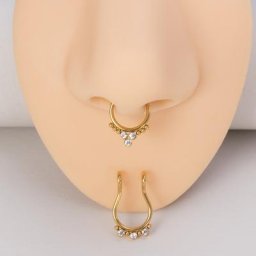 Faux Piercing en Zircon pour hommes et femmes 1 pièce anneau de Septum faux anneau en acier