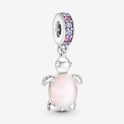 Charm Pendant Tortue de Mer Rose en Verre deMurano