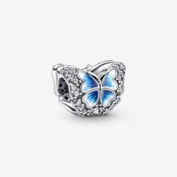 Charm Scintillant Papillon Bleu