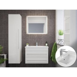 Ensemble meubles SDB ETON 700 quartz blanc 3pcs miroir LED blanc brillant