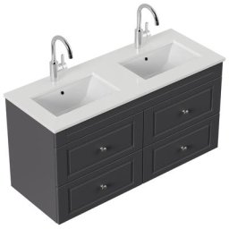 Meuble de salle de bain Banbury Cottage quartz blanc meuble bas anthracite