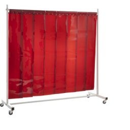 Ecran mobile de protection pour soudeur, avec rideau à lanières, rouge, l x h 2100 x 2100 mm, 1 élément