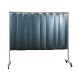 Ecran de soudure mobile, 1 élément, h x l 1900 x 2100 mm, avec rideau à lanières, vert foncé